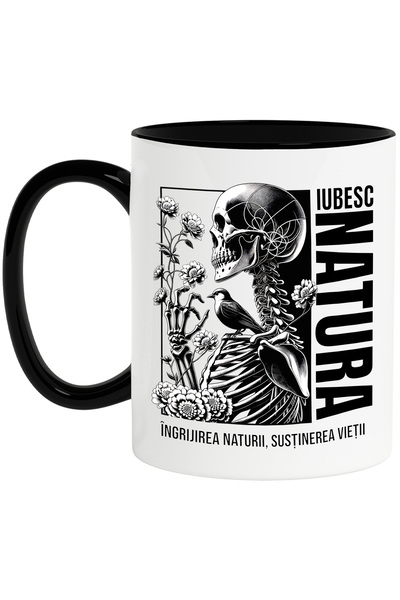 StoryGift Romania Cana Schelete in natura iubesc natura sanatate, 330ml, Cera...