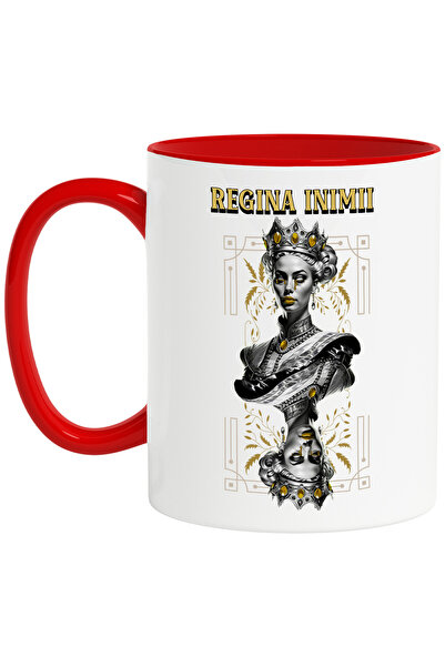 StoryGift Romania Cana regina inimii femeie plangand carte de joc, 330ml, Cer...