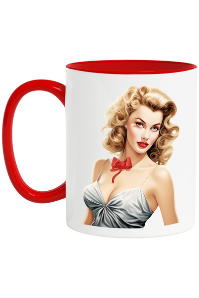 StoryGift Romania Cana cu o femeie blonda, ilustratie, stil retro, vechi, de ...