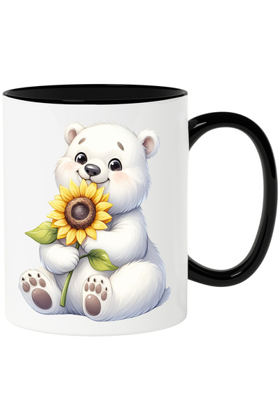 StoryGift Romania Cana cu un urs polar care tine o floare | ilustratie | floa...