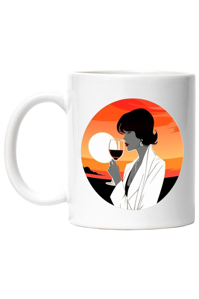 StoryGift Romania Cana Cu Apus, Femeie, Vin, Pahar, Elegant, Cercei, Multicol...