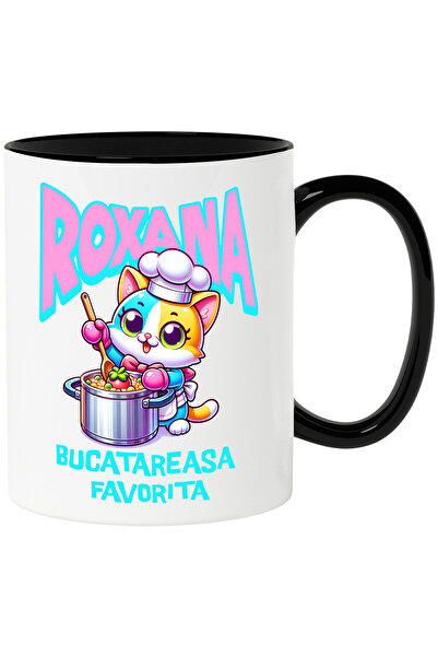 StoryGift Romania Cana cu Pisica Colorata vesela Bucatareasa Cu Papion Text R...