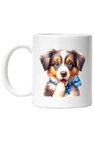 StoryGift Romania Cana cu un catel uimit, ilustratie, funda albastra cu stelu...