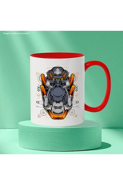 StoryGift Romania Monkey Head Mug, Mecha, Robot, Geometric, SciFi, Multicolor 330 ml, Ceram, With ,STG