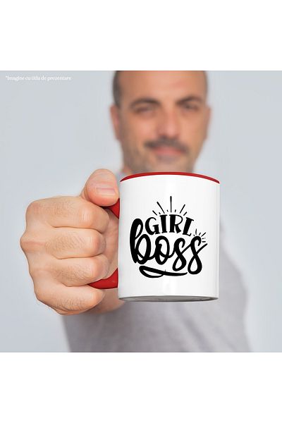 StoryGift Romania Mug with the text in English "Girl boss" - girl boss/business owner multi b, With ,STG.