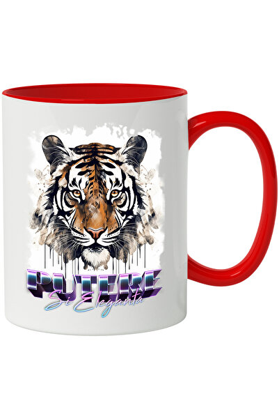 StoryGift Romania Cana Cu Mesaj Putere Si Eleganta, Cap De Tigru, Vopsea, Mul...