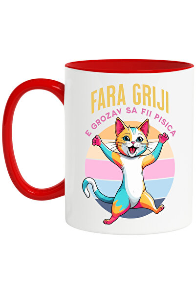 StoryGift Romania Cana Pisica fericita mesaj haios FARA GRIJI ESTE GROZ, 330m...