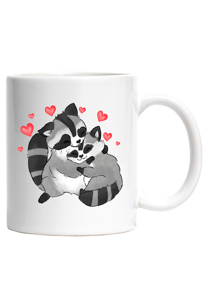 StoryGift Romania Cana cu 2 sconcsi care se imbratiseaza, inimioare rosii, im...