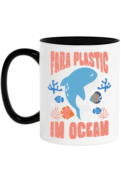 StoryGift Romania Cana fara plastic in ocean balena albastra poluare, 330ml, ...