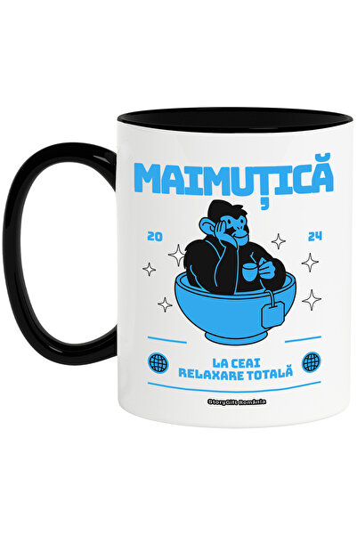StoryGift Romania Cana Maimutica de Ceai relaxare totala, 330ml, Ceramica cu ...
