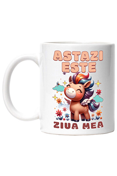 StoryGift Romania Cana cu Unicorn Vesel Mandru Cu Flori Text In Limba Romana ...