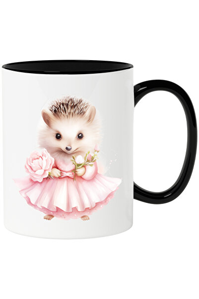 StoryGift Romania Cana cu un arici | ilustratie | rochita | roz | flori | pla...