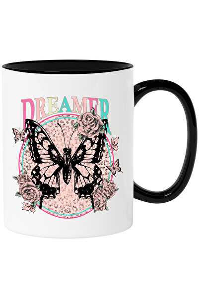 StoryGift Romania Cana cu fluture in centru si cu trandafiri cu mesajul "Drea...