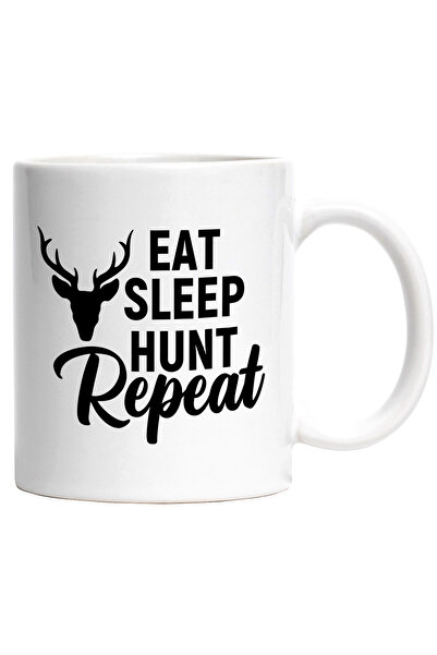 StoryGift Romania Mug with the text in English "Eat sleep, hunt, repeat" - ea...