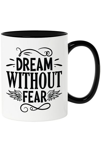 StoryGift Romania Cana cu mesaj motivational "Dream without fear" - viseaza fara frica cu Maner Ne, Cu Maner Negru