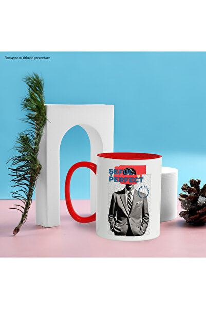 StoryGift Romania Mug perfect boss man in suit, male leader, 330ml, Ceramic with Red Handle, With Handle, STG.