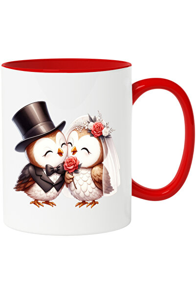 StoryGift Romania Cana cu 2 bufnite la nunta | ilustratie | casatorie | mirea...