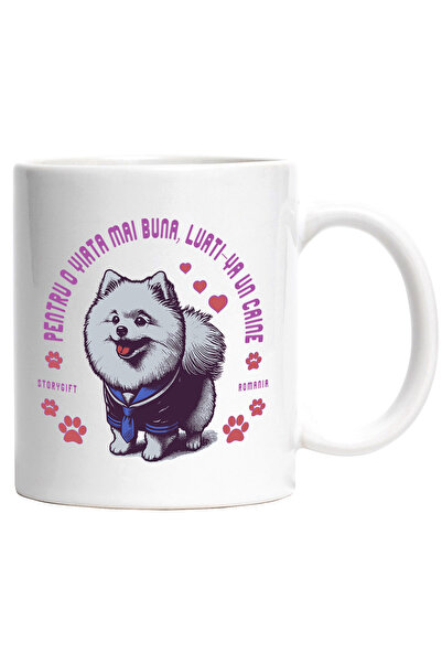 StoryGift Romania Cana Caine puddle, pentru o viata mai buna , 330ml, Ceramic...