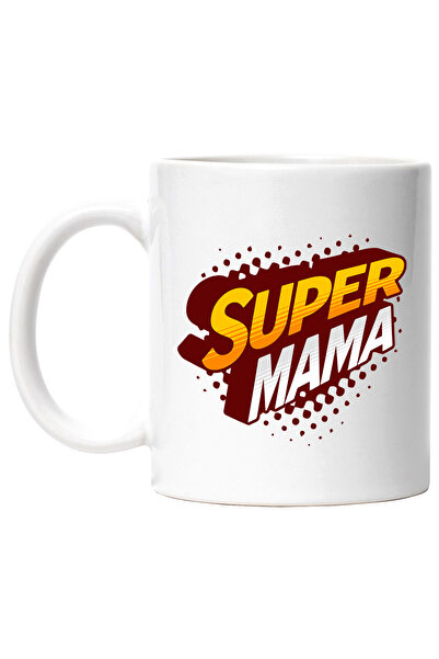 StoryGift Romania Cana cu Text Desene Animate Cea mai Buna Mama Super Mama, Ceramica, 330ML, cu Ma, Cu Maner Alb