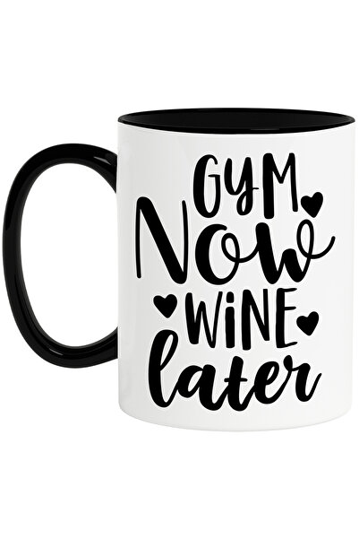 StoryGift Romania Cana cu inimioare si textul in engleza "Gym now, wine later...