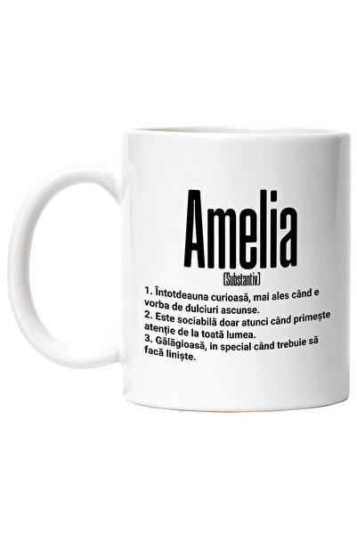 StoryGift Romania Cana Cu Numele Amelia, si Mesaj Amuzant, Curioasa, Sociabil...
