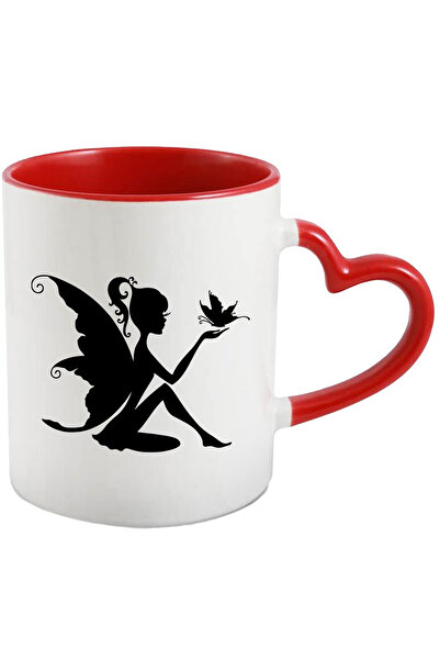 StoryGift Romania Cana cu o zana la care vine un fluture cu Maner Inima Rosie...