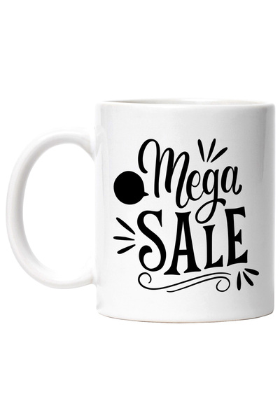 StoryGift Romania Cana cu textul "Mega sale" - reduceri uriase ieftine cu Maner Alb, Cu Maner Alb
