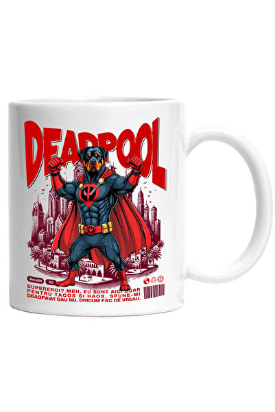 StoryGift Romania Cana cu Rottweiler Caine In Costum de DeadPool cu Pelerina,...