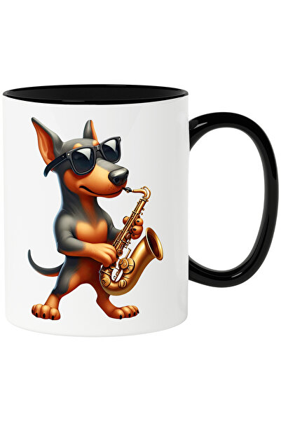 StoryGift Romania Cana cu un caine cu ochelari care canta la saxofon | ilustr...