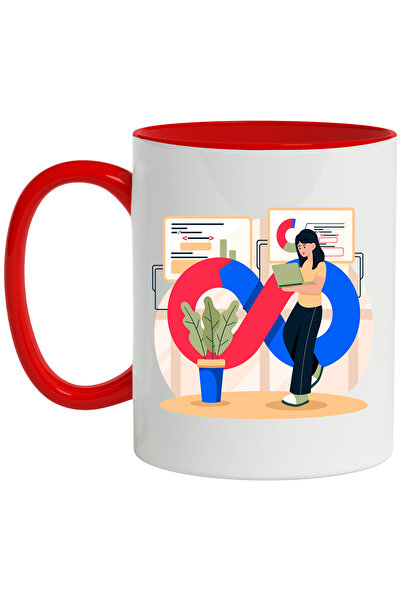 StoryGift Romania Cana Cu Infinit, Grafice, Laptop, Cod, Web, Programare, Multicolor 330 ml, Ceram, Cu Maner Rosu