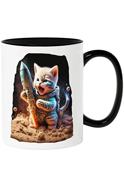 StoryGift Romania Cana Cu Pisica Astronaut care are o Racheta, Animale, Galax...