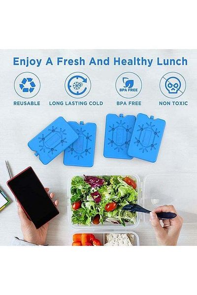 COOYA 4PCS Ice Packs for Lunch Box,Reusable,Ultra-Thin,Keep Food Fresh & Cold in Lunch Boxes,16.5x11x1.5cm