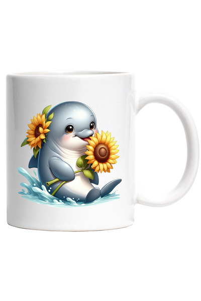 StoryGift Romania Cana cu un delfin care tine o floare | ilustratie | floarea...