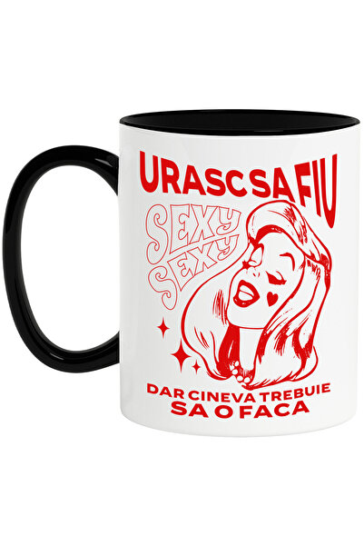 StoryGift Romania Cana cu Chip Feminin Cu par Lung Text Haios Urasc sa Fiu Se...