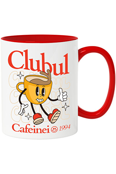 StoryGift Romania Cana Clubul Cafeinei ceasca de cafea fericita , 330ml, Cera...