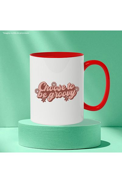 StoryGift Romania Popcorn mug with a message that encourages you to choose to be cool with Red Handle, With M,STG.