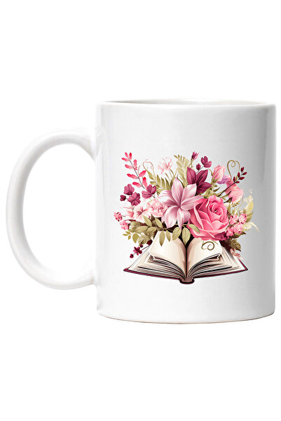 StoryGift Romania Cana cu o carte deschisa si cu multe flori, ilustratie, tra...