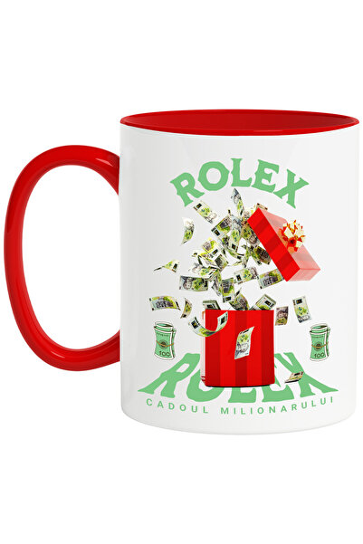 StoryGift Romania _Rolex_ Mug - Millionaire's Gift, 330ml, Ceramic with Red H...