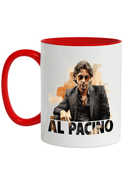 StoryGift Romania Cana Cu Al Pacino, Ochelari, Costum, Ceas, Celebritate, Multicolor 330 ml, Ceram, Cu Maner Rosu