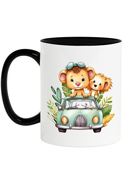 StoryGift Romania Cana cu 2 pui de leu care se plimba cu o masina | ilustrati...