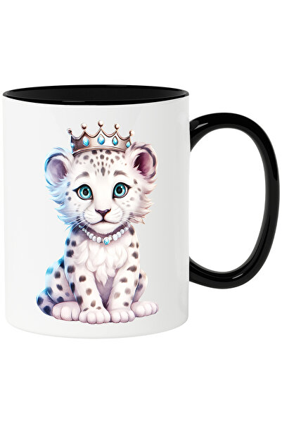 StoryGift Romania Cana cu un pui de tigru alb care are o coroana regala argin...