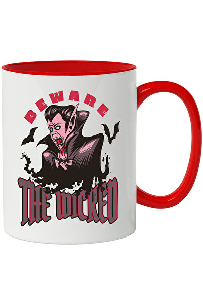 StoryGift Romania Cana Cu Mesaj In Engleza Beware The Wicked, Vampir, Horror, Multicolor 330 ml, C, Cu Maner Rosu