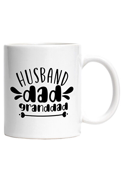 StoryGift Romania Cana cu textul "Husband, dad, granddad" - sot tata bunic fa...