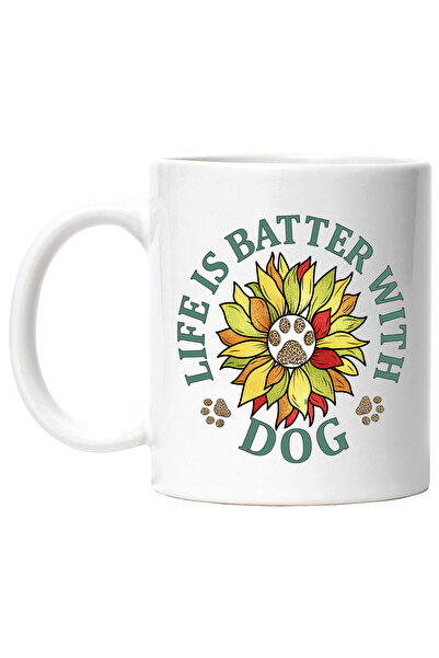 StoryGift Romania Cana cu mesajul "Life is better with dog", caine, animal de...