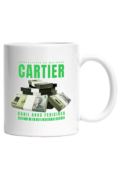 StoryGift Romania Cana _Cartier_ - Banii Aduc Fericirea, 330ml, Ceramic cu Ma...