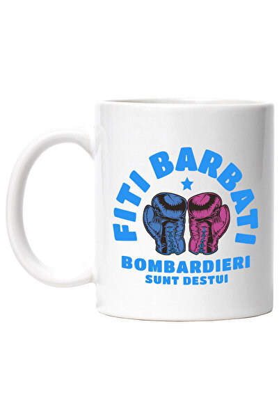 StoryGift Romania Cana cu Manusi De Box Rosii Sport Contact Periculos Copii Sanatate Motivational , Cu Maner Alb