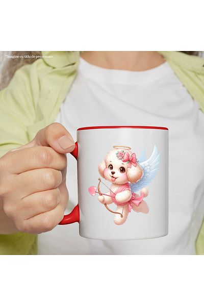 StoryGift Romania Mug with a cheerful puppy | blushing | with wings | shooting a bow | firm arrow, With ,STG