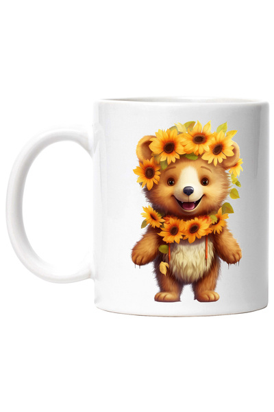 StoryGift Romania Cana cu un ursulet care are multe flori in jurul capului | ...