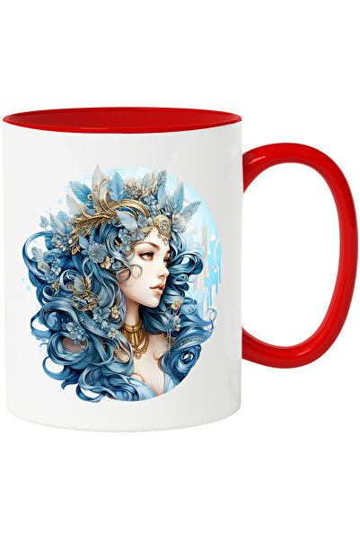 StoryGift Romania Cana cu o fata draguta cu parul lung | cerc | flori | arta ...