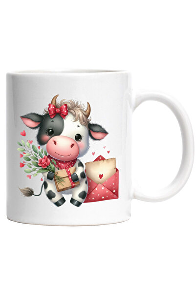 StoryGift Romania Cana cu o vacuta imbujorata care tine un pachet in brate | ...